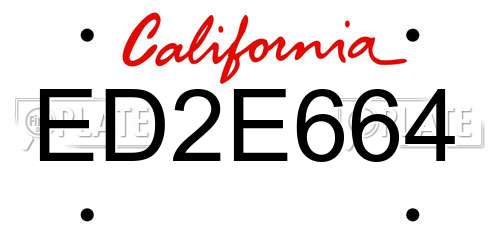 ED2E664 California License Plate