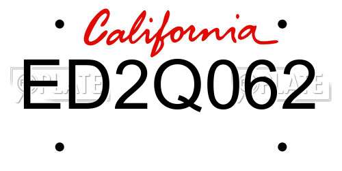 ED2Q062 California License Plate