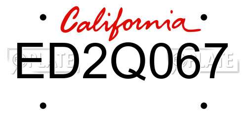 ED2Q067 California License Plate