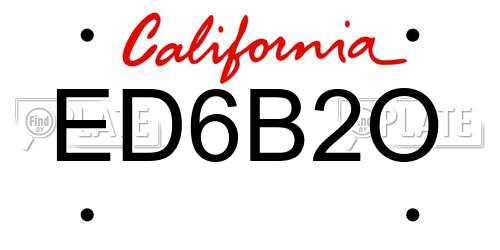 ED6B2O California License Plate