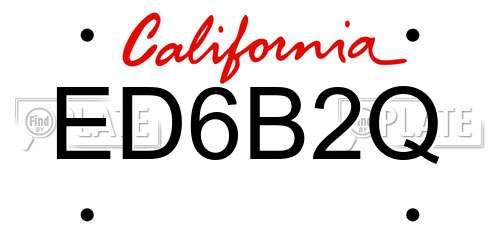 ED6B2Q California License Plate