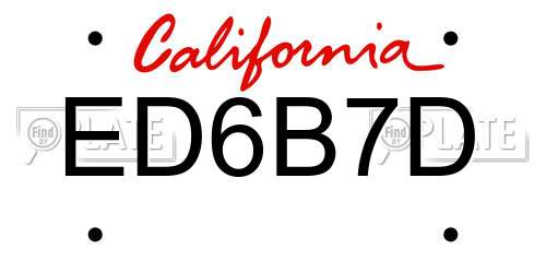 ED6B7D California License Plate
