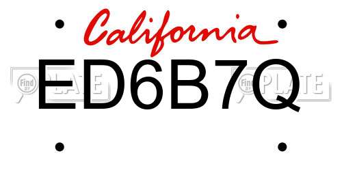 ED6B7Q California License Plate