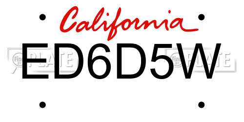ED6D5W California License Plate