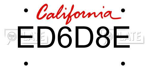 ED6D8E California License Plate