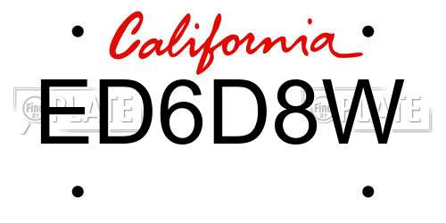 ED6D8W California License Plate