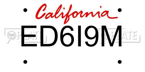 ED6I9M California License Plate