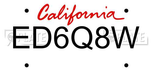 ED6Q8W California License Plate
