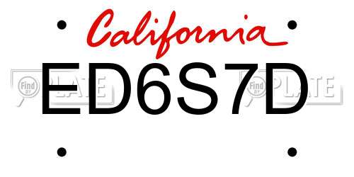 ED6S7D California License Plate