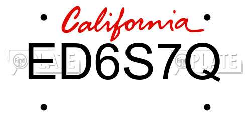 ED6S7Q California License Plate