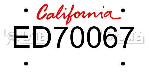 ED70067 California License Plate