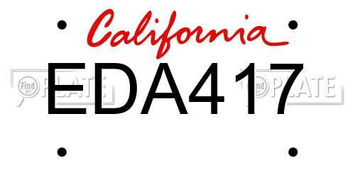 EDA417 California License Plate