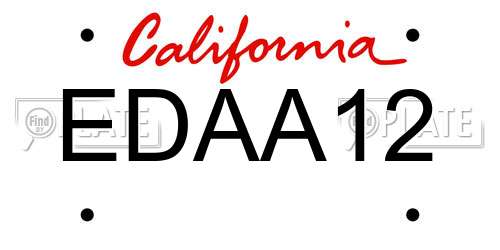 EDAA12 California License Plate