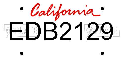 EDB2129 California License Plate