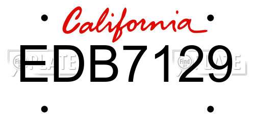 EDB7129 California License Plate