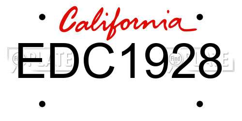 EDC1928 California License Plate