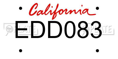 EDD083 California License Plate