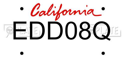 EDD08Q California License Plate