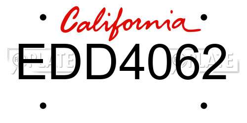 EDD4062 California License Plate