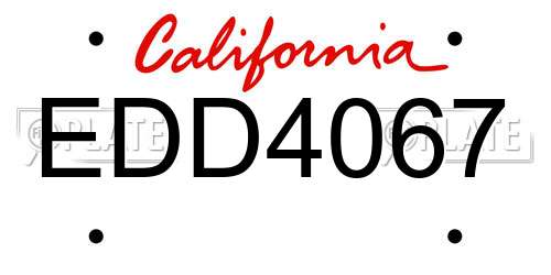 EDD4067 California License Plate