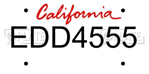 EDD4555 California License Plate