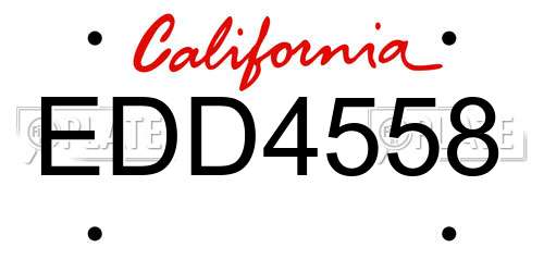 EDD4558 California License Plate