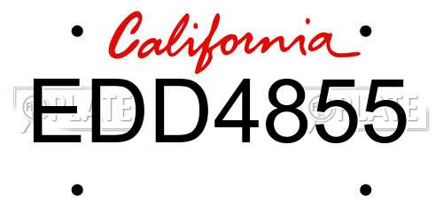 EDD4855 California License Plate