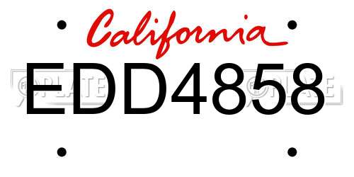 EDD4858 California License Plate