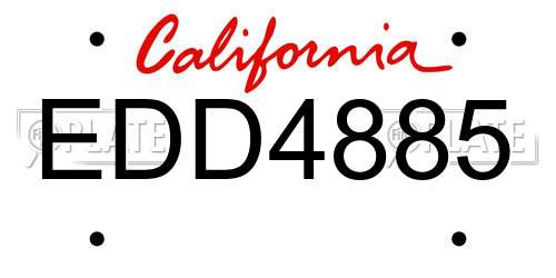 EDD4885 California License Plate