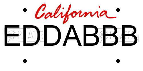 EDDABBB California License Plate