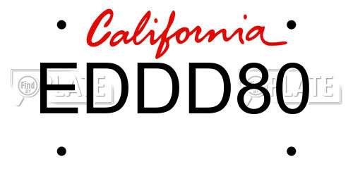 EDDD80 California License Plate