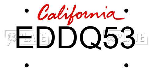 EDDQ53 California License Plate