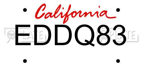 EDDQ83 California License Plate
