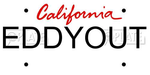 EDDYOUT California License Plate