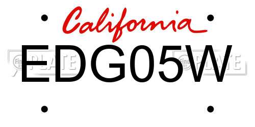 EDG05W California License Plate