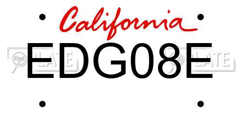 EDG08E California License Plate