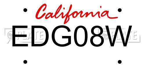EDG08W California License Plate