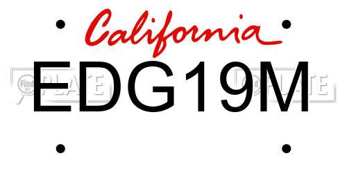 EDG19M California License Plate