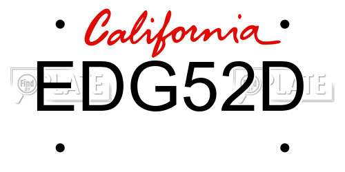 EDG52D California License Plate