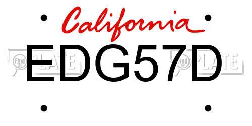 EDG57D California License Plate