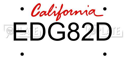 EDG82D California License Plate