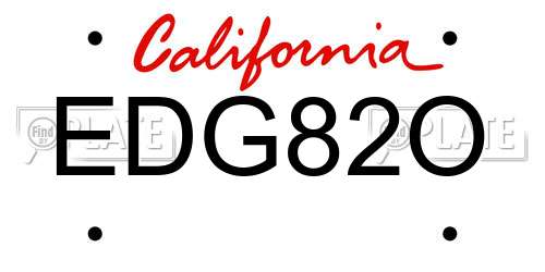 EDG82O California License Plate