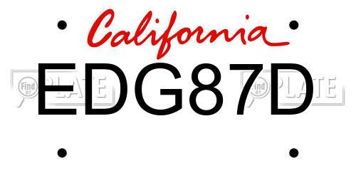 EDG87D California License Plate