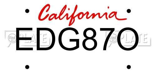 EDG87O California License Plate