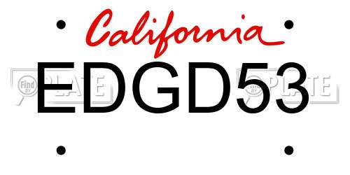 EDGD53 California License Plate
