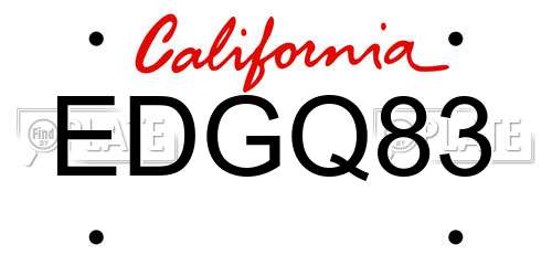 EDGQ83 California License Plate