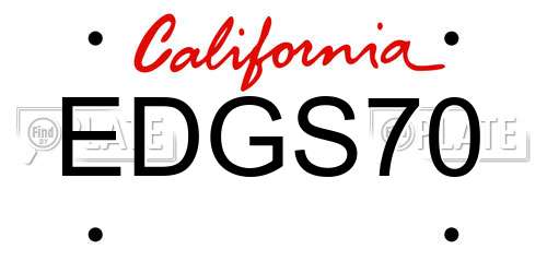 EDGS70 California License Plate