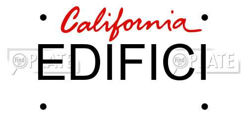 EDIFICI California License Plate