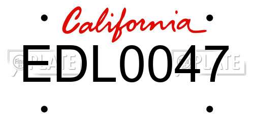 EDL0047 California License Plate