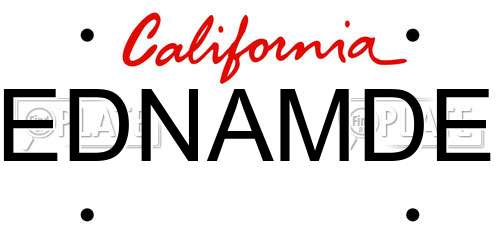 EDNAMDE California License Plate